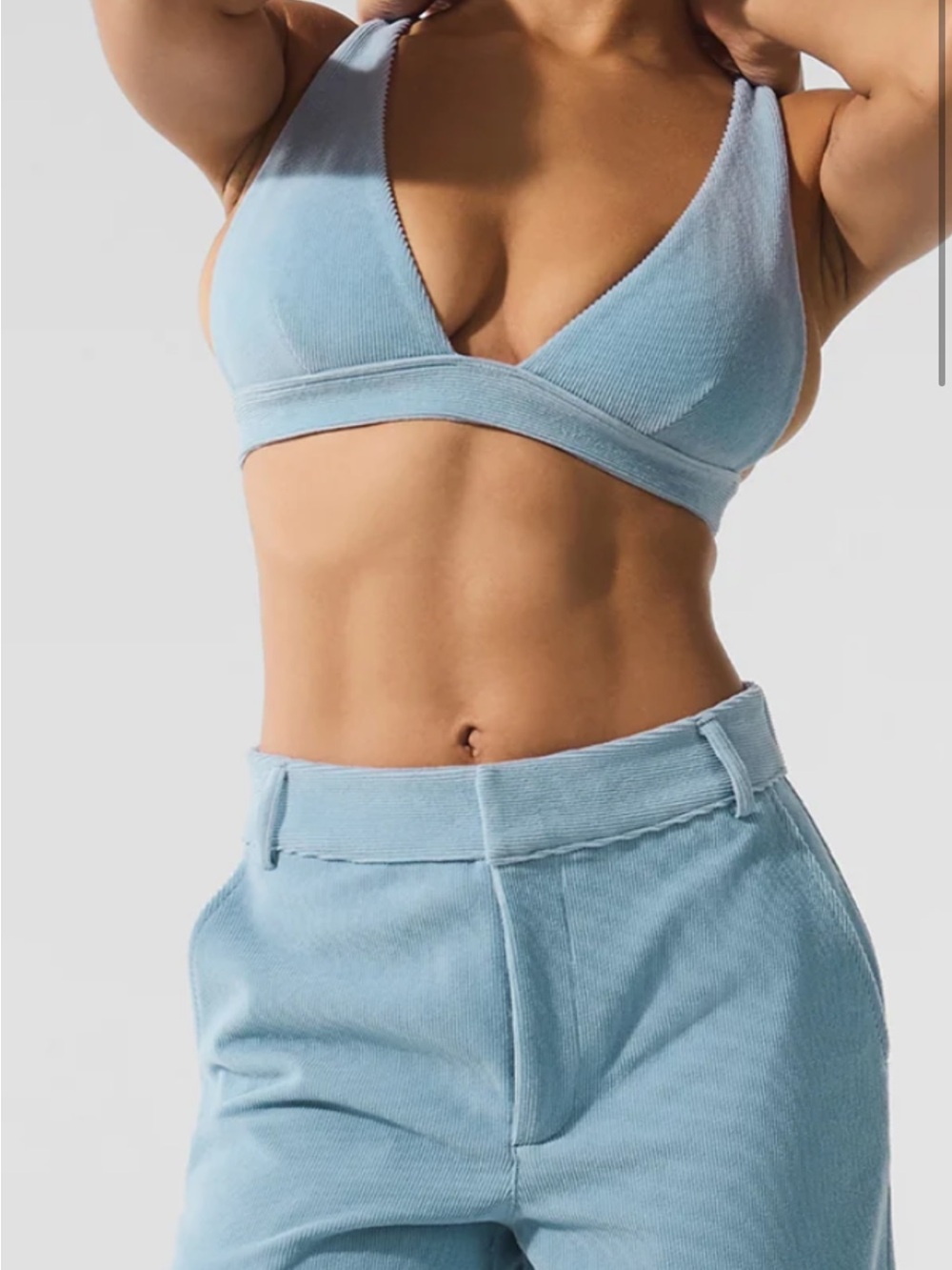 ALO Yoga Light Blue Ribbed Triangle Bralette